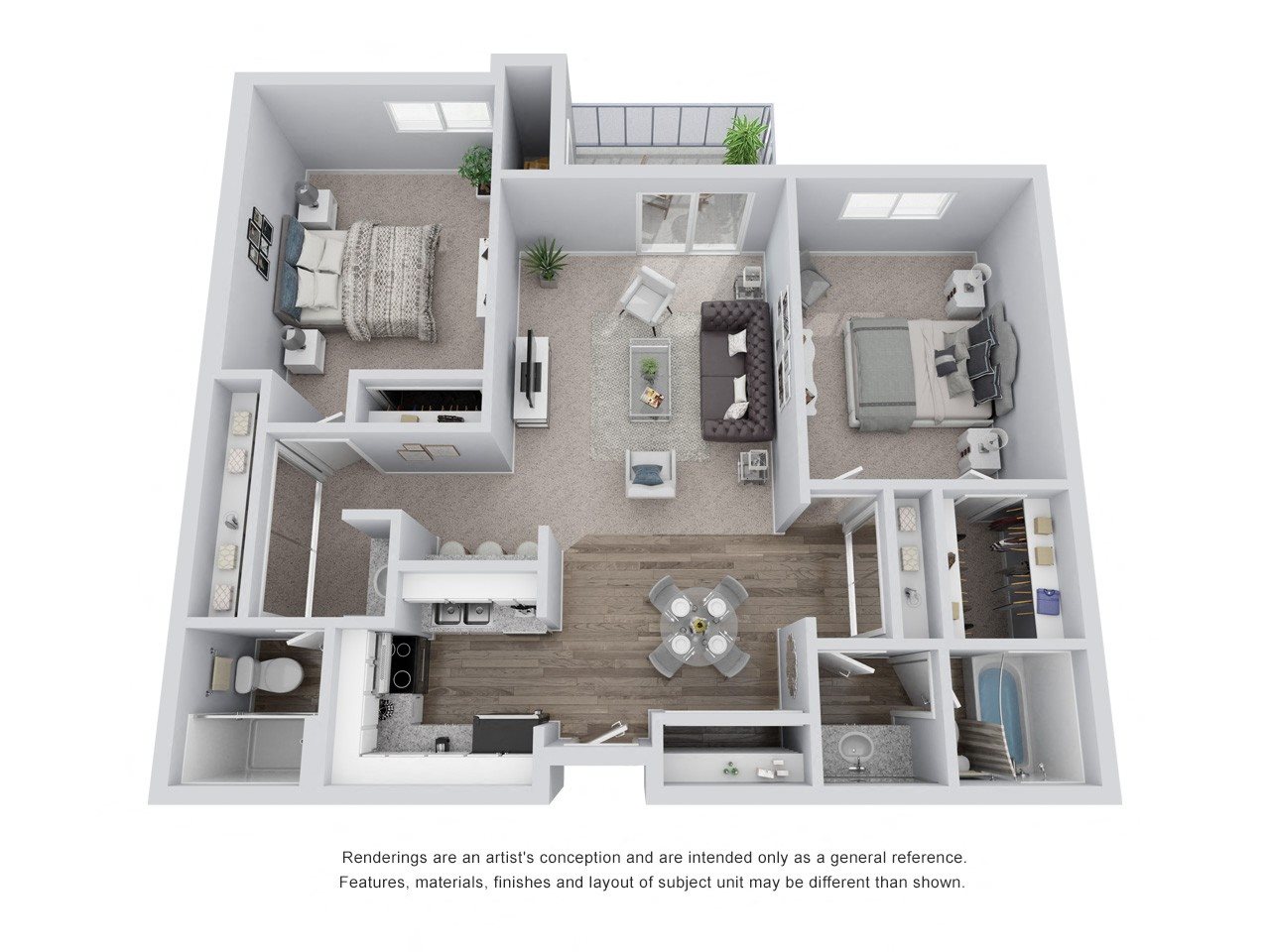 B3: 2 Bed 2 Bath floor plan